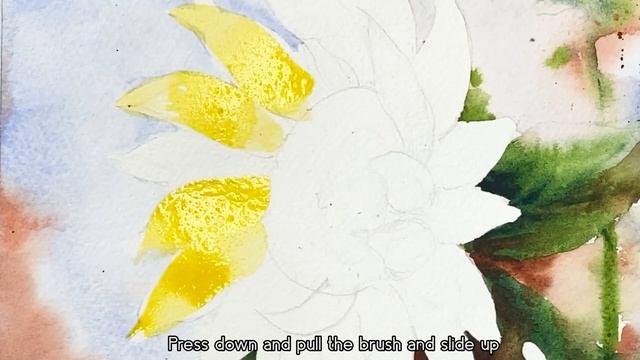 Watercolor Painting - Sunflowers-Wet on Wet Technique using together Masking Fluid and Nail. смотреть онлайн
