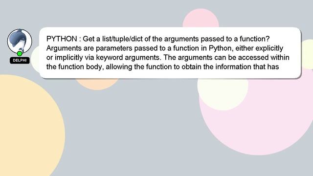 PYTHON : Get a list/tuple/dict of the arguments passed to a function? смотреть онлайн