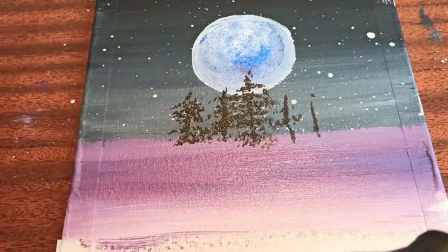 Как нарисовать картину #1 | акрил | лунный пейзаж | Шаг за шагом смотреть онлайн