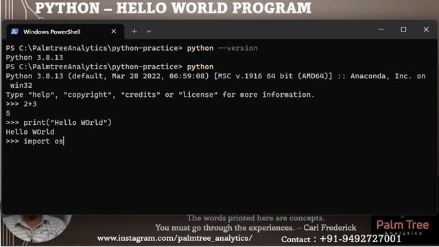 Python-03. TOM Python Hello World Program смотреть онлайн