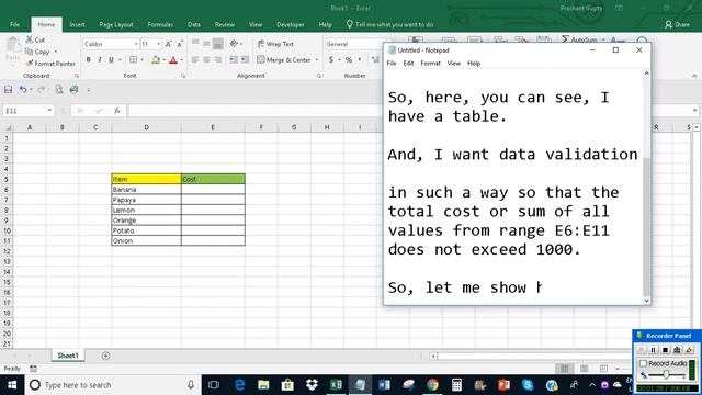 Excel: Data Validation does not allow total to exceed from certain value смотреть онлайн