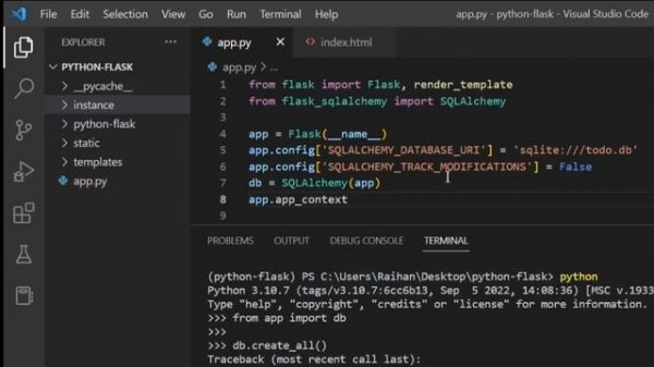 [Solved] Flask SQLAlchemy db.create_all() | error: (working outside of application context)