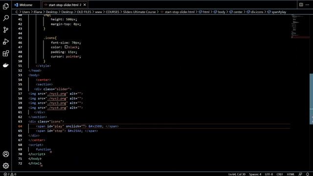 Easy Play Stop Slideshow with Vanilla JavaScript смотреть онлайн