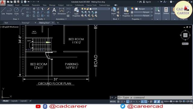 Making Door Symbol And Insert IN 2D Floor Plan | AutoCAD Basic Floor Plan | Complete Tutorial смотреть онлайн