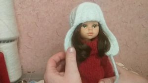 Одежда на Паола Рейна,Шапка-ушанка.по МК Школа вязания.Clothes for Paola Reina, Hat with earflaps.