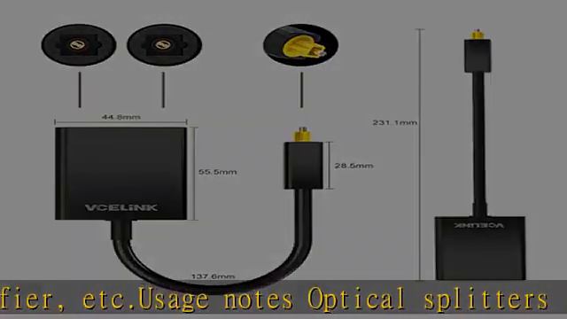 VCELINK Optical Cable Splitter Fiber 1 in 2 Out Toslink Splitter, 24K Gold Plated Connectors for CD смотреть онлайн