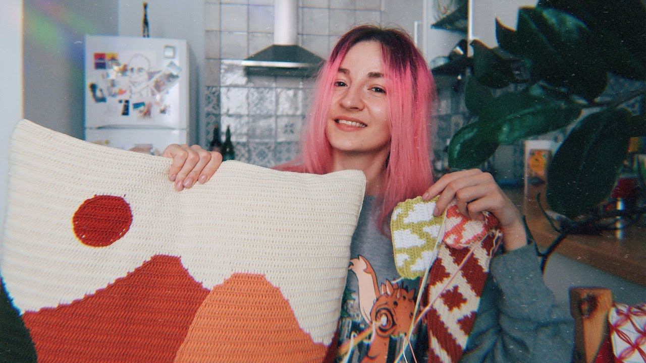 Что связала / вяжу интарсия крючком ✨ жаккард крючком вышивка смотреть онлайн