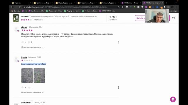 Разбор карточки товара на Вайлдберриз - Семена, готовый газон за 10 дней смотреть онлайн