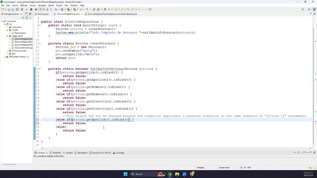 Solución (FIX): Sonar - Java: This branch can not be reached because the condition duplicates a ... смотреть онлайн