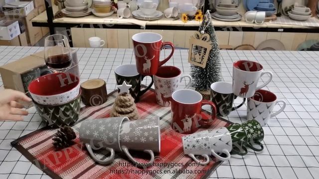 Xmas ceramic bowl mug plate РОЖДЕСТВЕНСКАЯ КЕРАМИЧЕСКАЯ ЧАШКА ИЗ ЧАШКИ from Changsha Happy Go смотреть онлайн