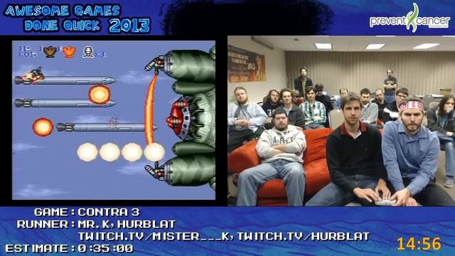 Contra III: The Alien Wars - 2 Guys 1 controller SPEED RUN in 0:32:37 Live at AGDQ 2013 [Super NES] смотреть онлайн