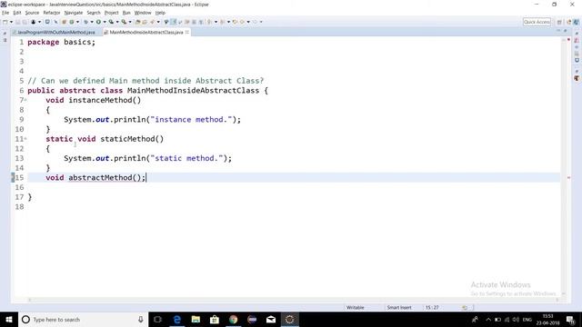 Core Java Interview Question - Can we declare Main Method inside Abstract class смотреть онлайн
