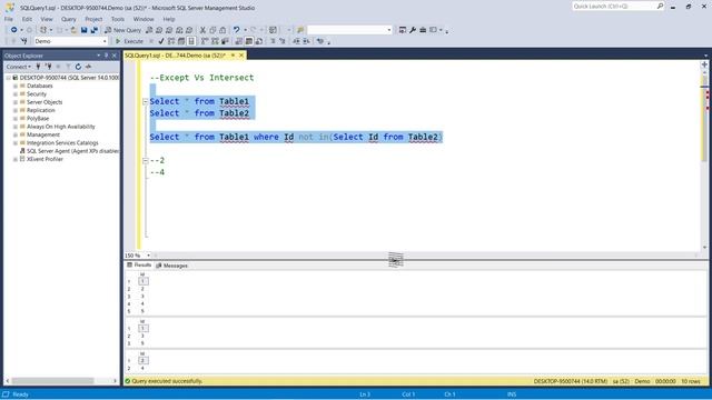 Except Vs Intersect in MS SQL смотреть онлайн