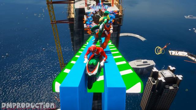 SPIDERMAN & Superheroes Motorcycles Racing | GTA 5 Mega Ramp Challenge (Funny Moments) Ep.462 смотреть онлайн