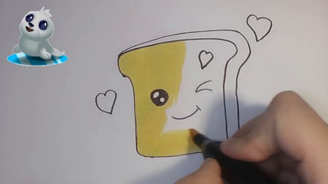 HOW TO DRAW A CUTE TOAST BREAD, STEP BY STEP, Draw Cute Pictures | Рисуем хлеб для тостов смотреть онлайн