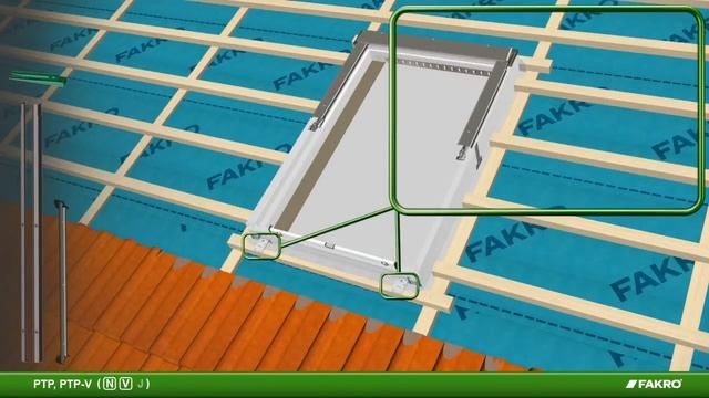 Монтаж пластиковое мансардное окно FAKRO PTP, PTP-V смотреть онлайн