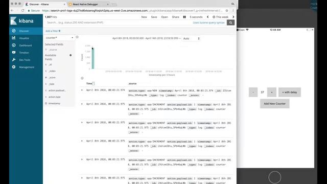 React Native Remote Logger - Review the Redux State in AWS Elastic Search + Kibana смотреть онлайн