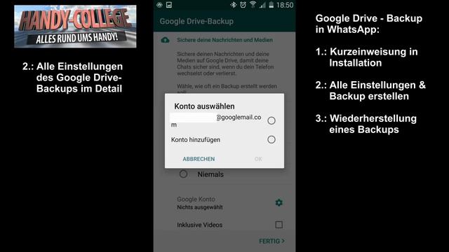 WhatsApp BACKUP auf Google Drive ☛ CHATS ÜBERTRAGEN, SICHERN & WIEDERHERSTELLEN Android | Tutorial смотреть онлайн