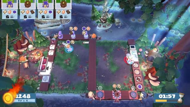 Overcooked 2 - Campfire Cook Off Lvl 1-4 - 2 players - Score: 2832 смотреть онлайн