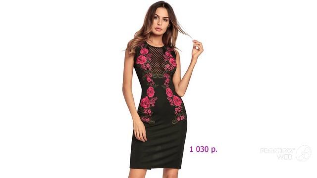 Одежда с AliExpress - Пикантное Клубное Вечернее Мини-платье Туника с отделкой Вышивка смотреть онлайн