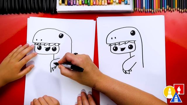 How To Draw A Kid In A T-Rex Costume For Halloween смотреть онлайн