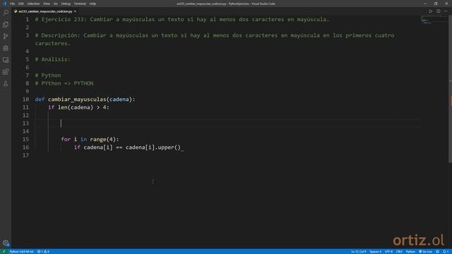 Python - Ejercicio 233: Cambiar a Mayúscula un Texto si Existen al Menos dos Caracteres en Mayúscul смотреть онлайн