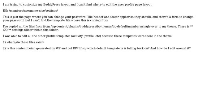 Wordpress: Buddypress User Settings template location? смотреть онлайн