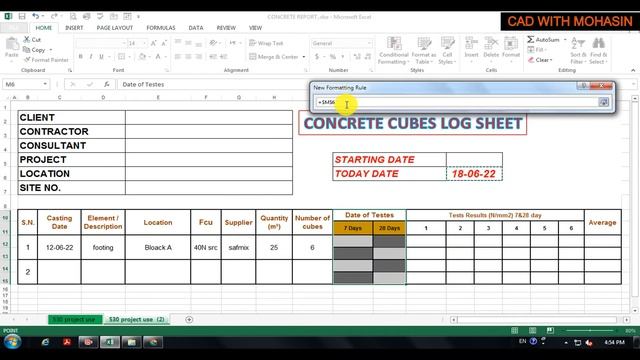 LESSON 7 CONCRETE CUBE LOG SHEER IN EXCEL смотреть онлайн