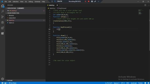 Coding Challenge: simple Color picker using p5.js. смотреть онлайн