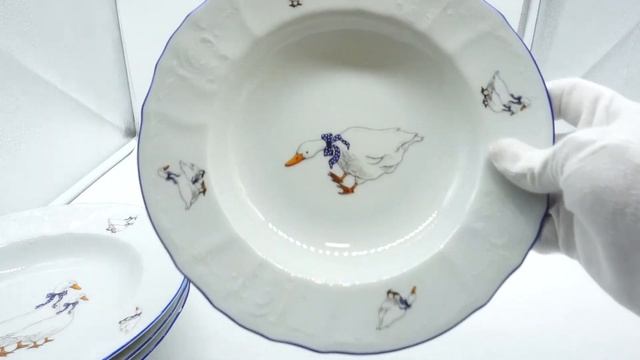 Набор тарелок глубоких 23 см 6 штук Bernadotte Гуси (БТФ0372)