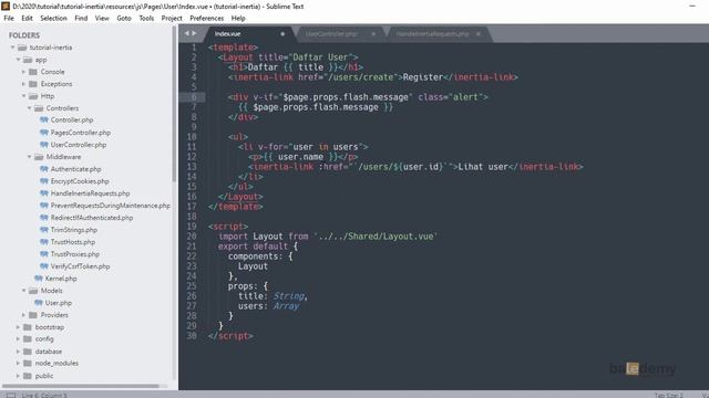 Tutorial Laravel Vuejs dengan Inertia #18 - Flash Message смотреть онлайн