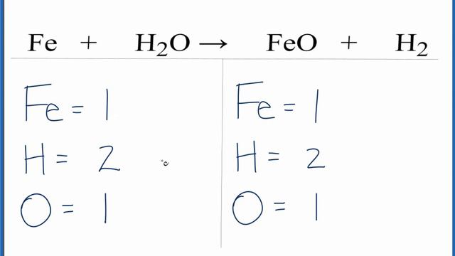 How to Balance Fe + H2O = FeO + H2 (Iron + Water) смотреть онлайн