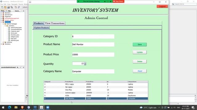DBMS project | Inventory System | SQL | JAVA смотреть онлайн