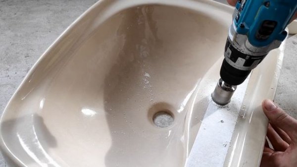 Как сделать отверстие в керамической раковине под смеситель