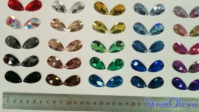 Пришивные стразы Капли Drope большого размера 17x28 мм. смотреть онлайн