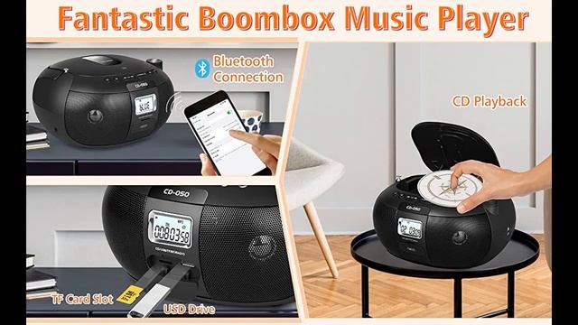 Greadio CD Player Boombox Portable with AM FM Stereo Radio смотреть онлайн