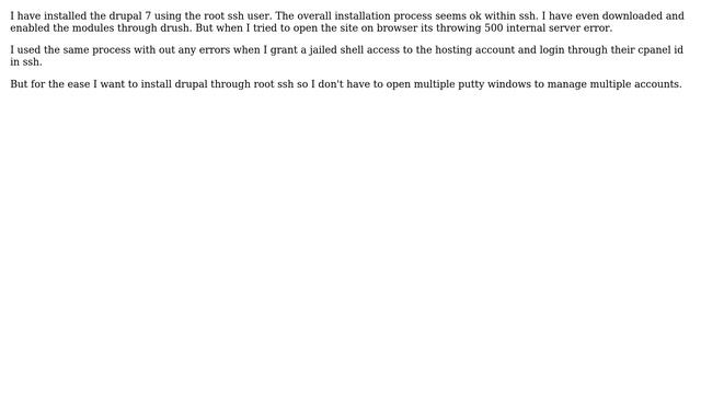 Drupal: drush installing drupal through root ssh is causing 500 internal server error смотреть онлайн