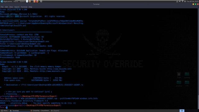 Export [easy]: HackTheBox Forensics Challenge (volatility - memory dump recovery) смотреть онлайн