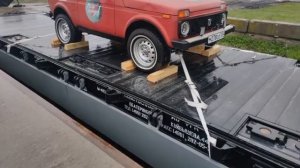 Погрузка и Крепление АВТОМОБИЛЯ на ЖД ПЛАТФОРМЕ с использованием ТЕХСТИЛЬНЫХ СРЕДСТВ КРЕПЛЕНИЙ.