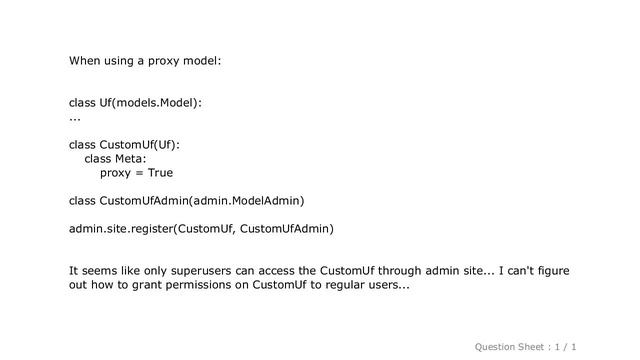 Django : User permissions on proxy models in modeladmin смотреть онлайн