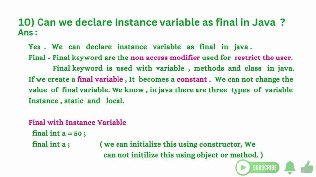 10. Can we declare Instance variable as final | Interview question Java | Siddharth Lecture смотреть онлайн