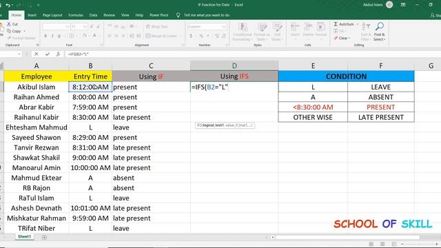 IF Function Where Logical Test is Time | IFS Function | EXCEL 2019 смотреть онлайн