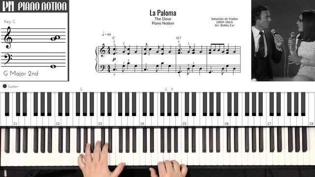 La Paloma - The Dove - Nana Mouskouri - Iglesias (Sheet Music - Piano Solo - Cover - Tutorial) смотреть онлайн
