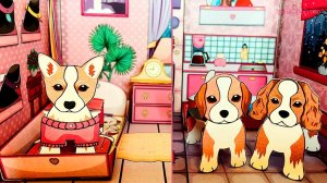 Бумажные собаки с одеждой и домиком