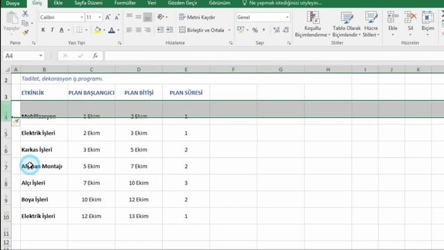 Excel Uygulama - 3 - İş Programı Hazırlamak (Gant Diyagramı/Şeması/Grafiği) смотреть онлайн