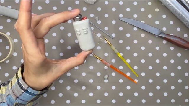 Lighter Case Fun Face - Air Dry Clay Tutorial | Cамозатвердевающая глина - Кейс для зажигалки Лицо
