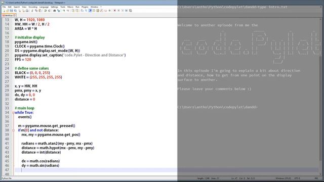 Python Pygame Tutorial - Direction and Distance смотреть онлайн