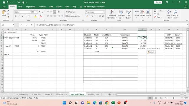 MS Excel - NOT and IFERROR | Chapter 29 смотреть онлайн