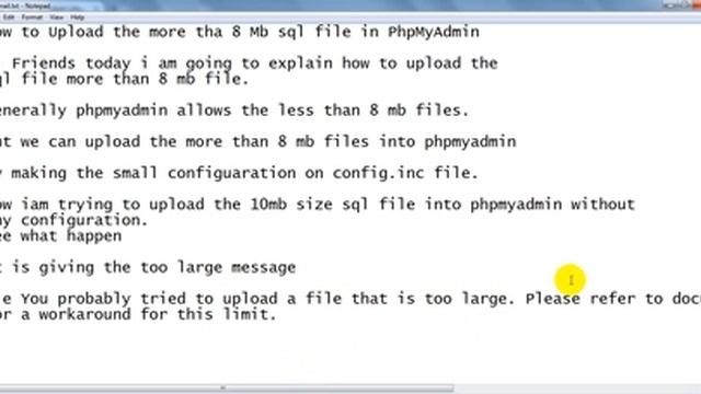 How to Upload / import the large data sql file in PhpMyAdmin Part - I смотреть онлайн