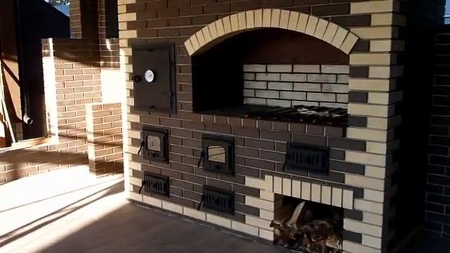 Изготовление барбекю комплекса из кирпича с казаном, мангалом, коптильней и дровницей смотреть онлайн